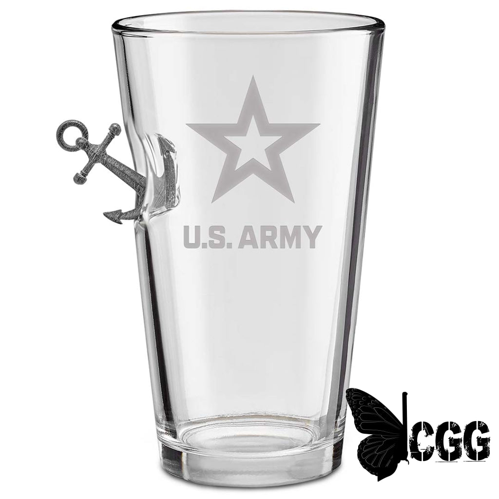 Us Military Glasses Anchor / Army 16Oz Pint Glass Handmade