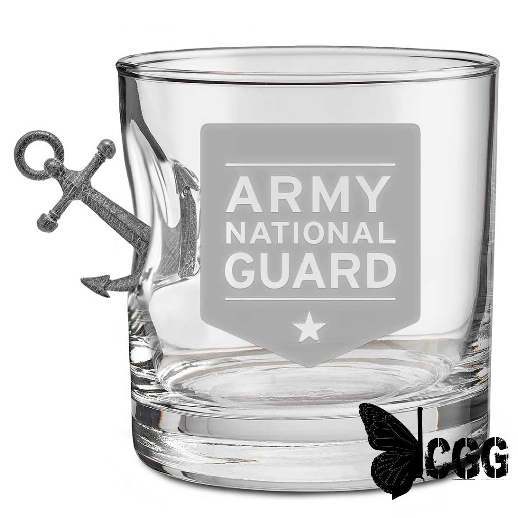 Us Military Glasses Anchor / Army National Guard 11Oz Rocks Glass Handmade