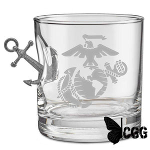 Us Military Glasses Anchor / Marine Corps 11Oz Rocks Glass Handmade