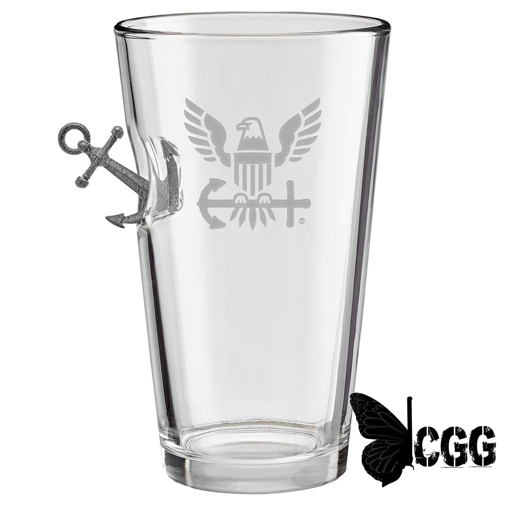 Us Military Glasses Anchor / Navy 16Oz Pint Glass Handmade