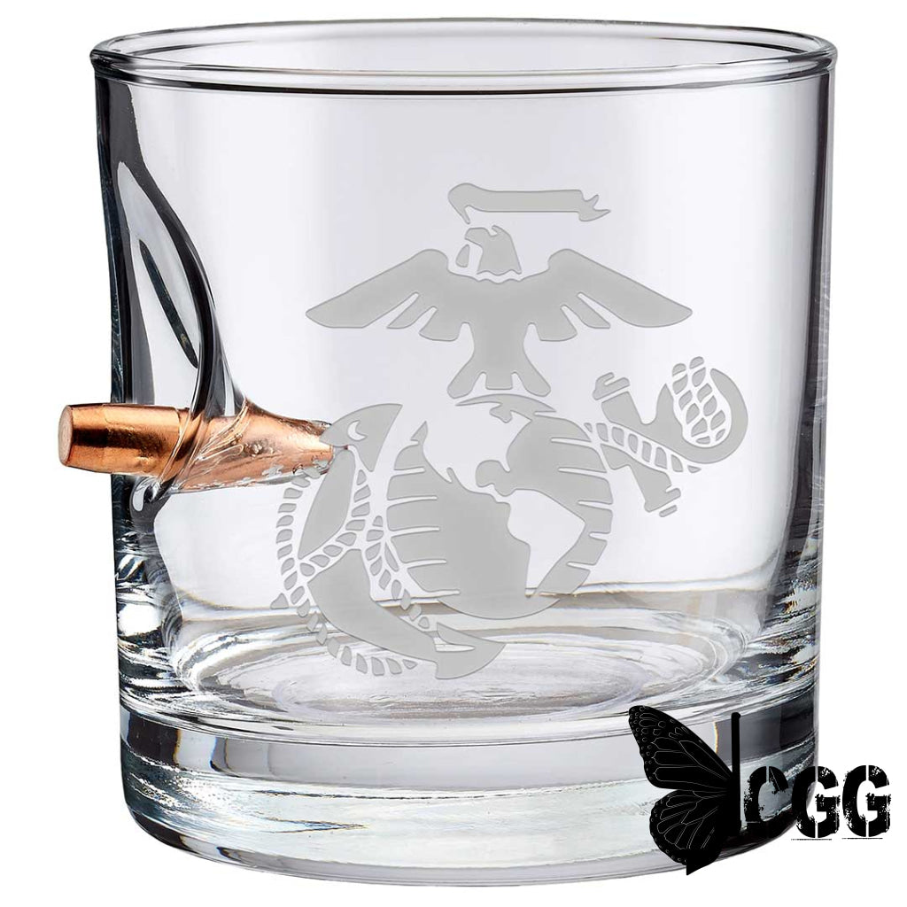 Us Military Glasses Bullet / Marine Corps 11Oz Rocks Glass Handmade