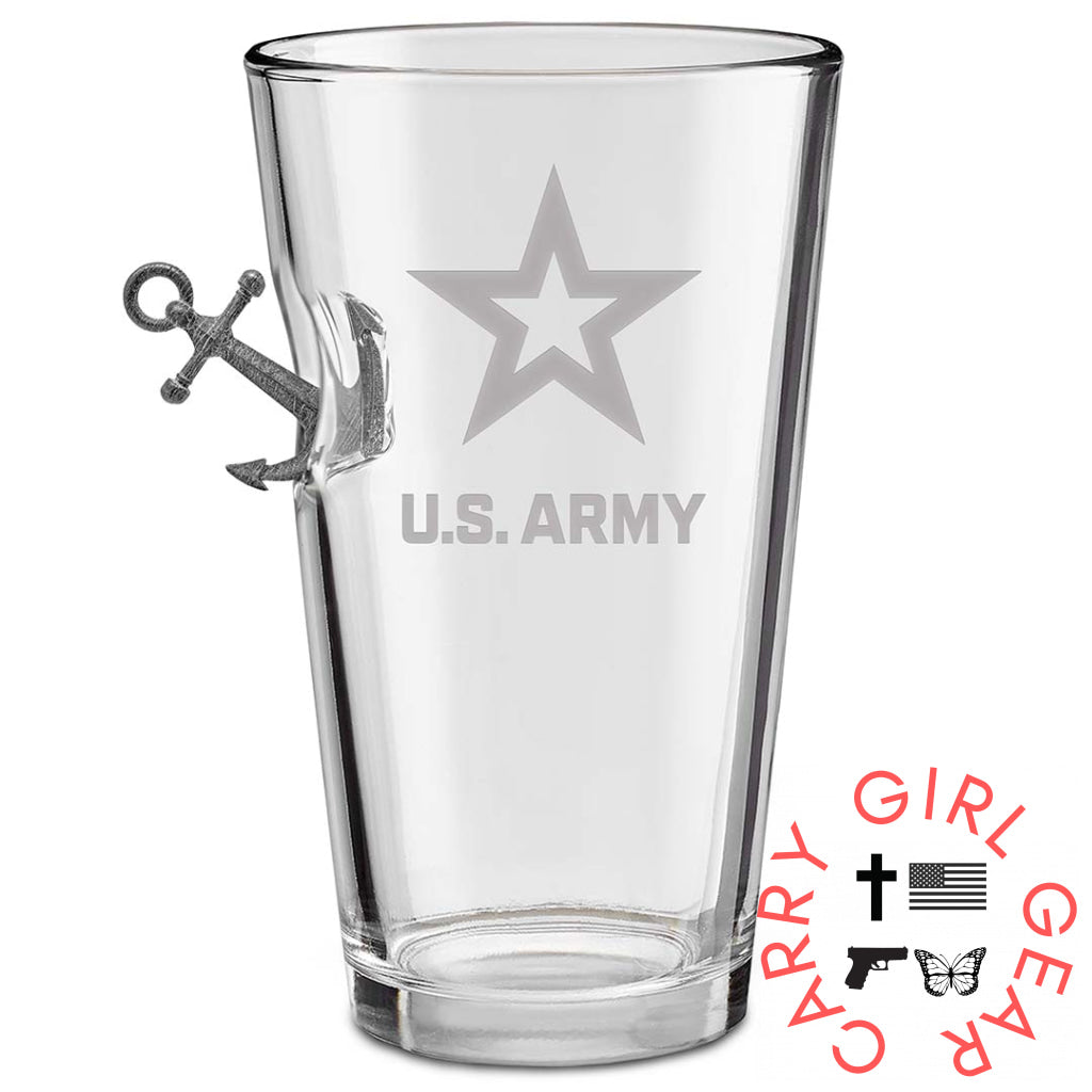 Us Military Glasses Anchor / Army 16Oz Pint Glass Handmade