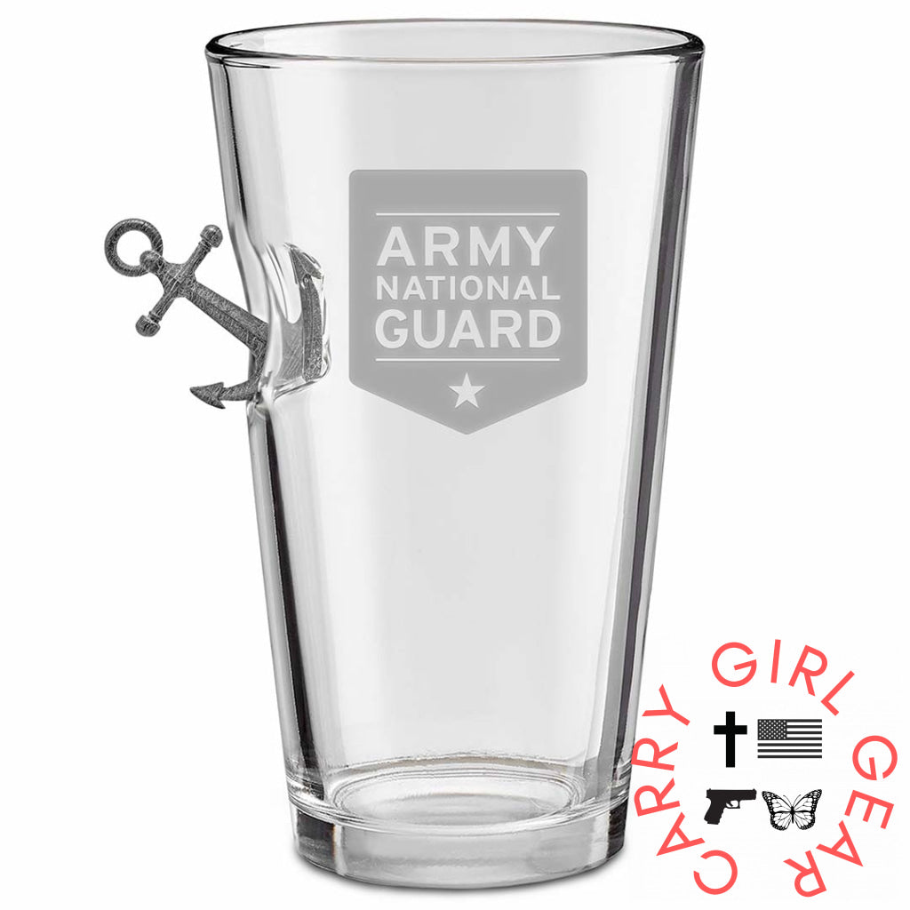 Us Military Glasses Anchor / Army National Guard 16Oz Pint Glass Handmade