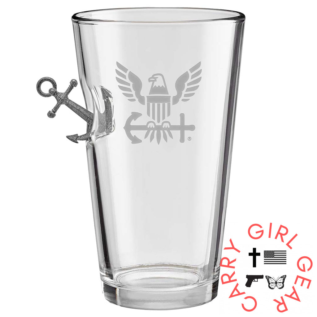 Us Military Glasses Anchor / Navy 16Oz Pint Glass Handmade