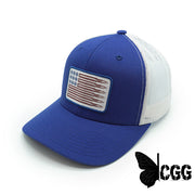 Usa Bullet Flag Woven Patch Hat Royal And White / One Size Curved Bill Snapback Nc - Hats