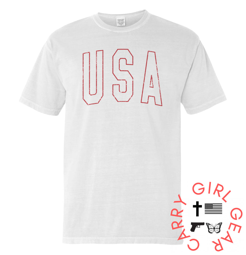 USA Collegiate Solid White (Front) Comfort Colors Tee / White / S NC - Apparel