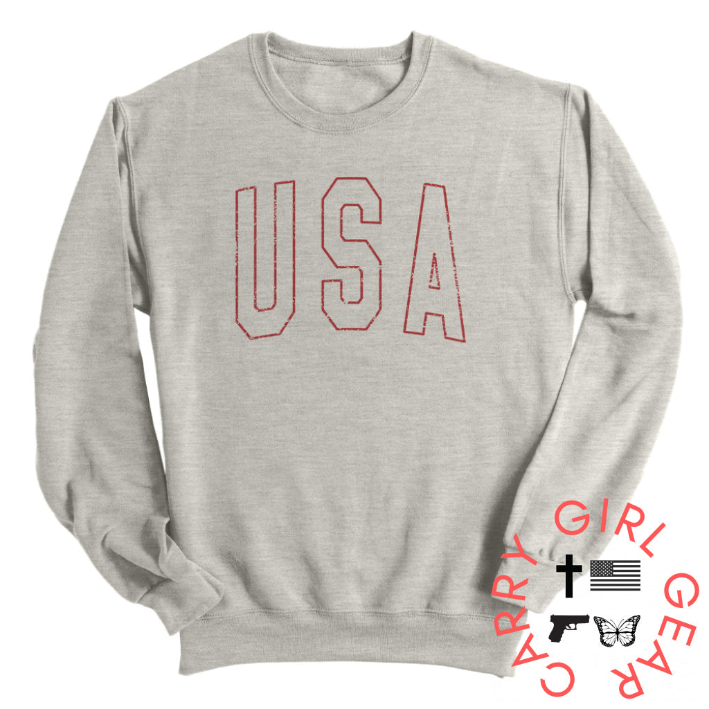 USA Collegiate Solid White (Front) Sweatshirt / Oatmeal / S NC - Apparel