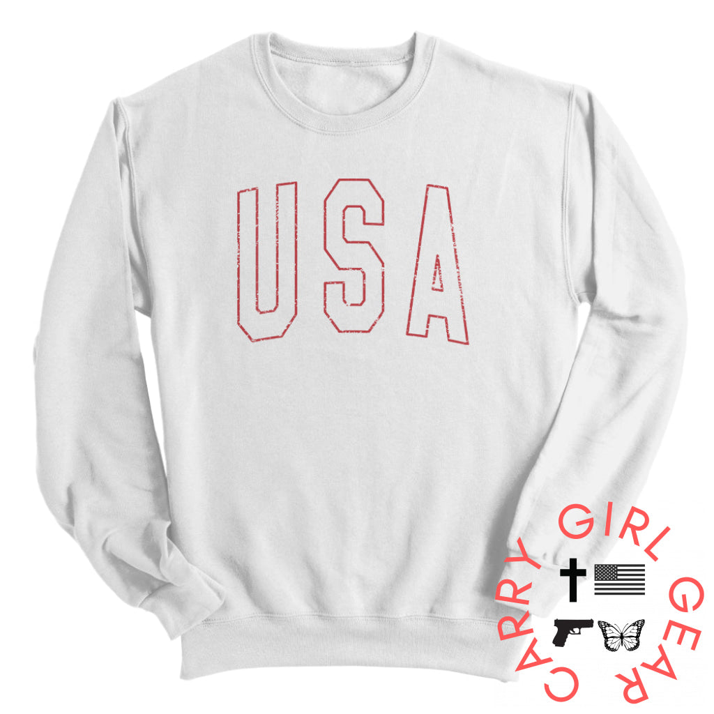 USA Collegiate Solid White (Front) Sweatshirt / White / S NC - Apparel