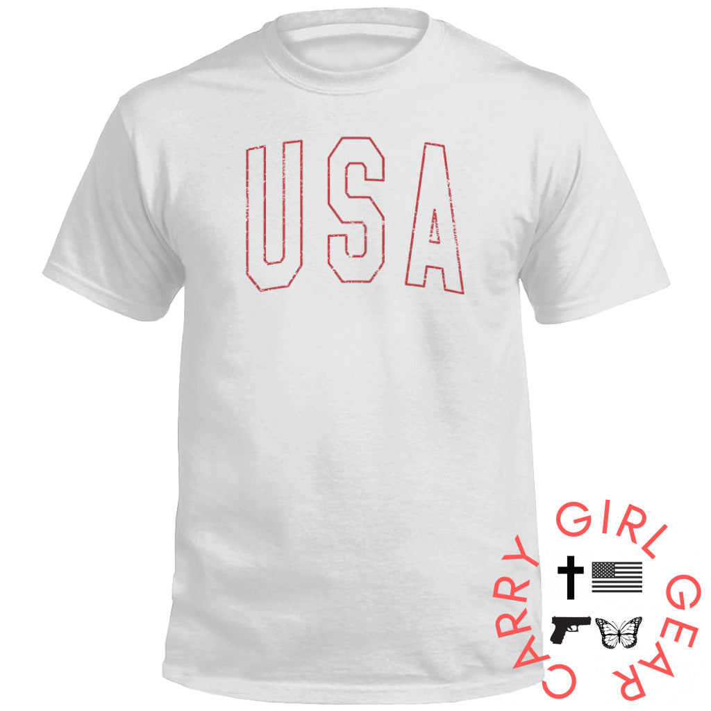 USA Collegiate Solid White (Front) Tee / White / S NC - Apparel