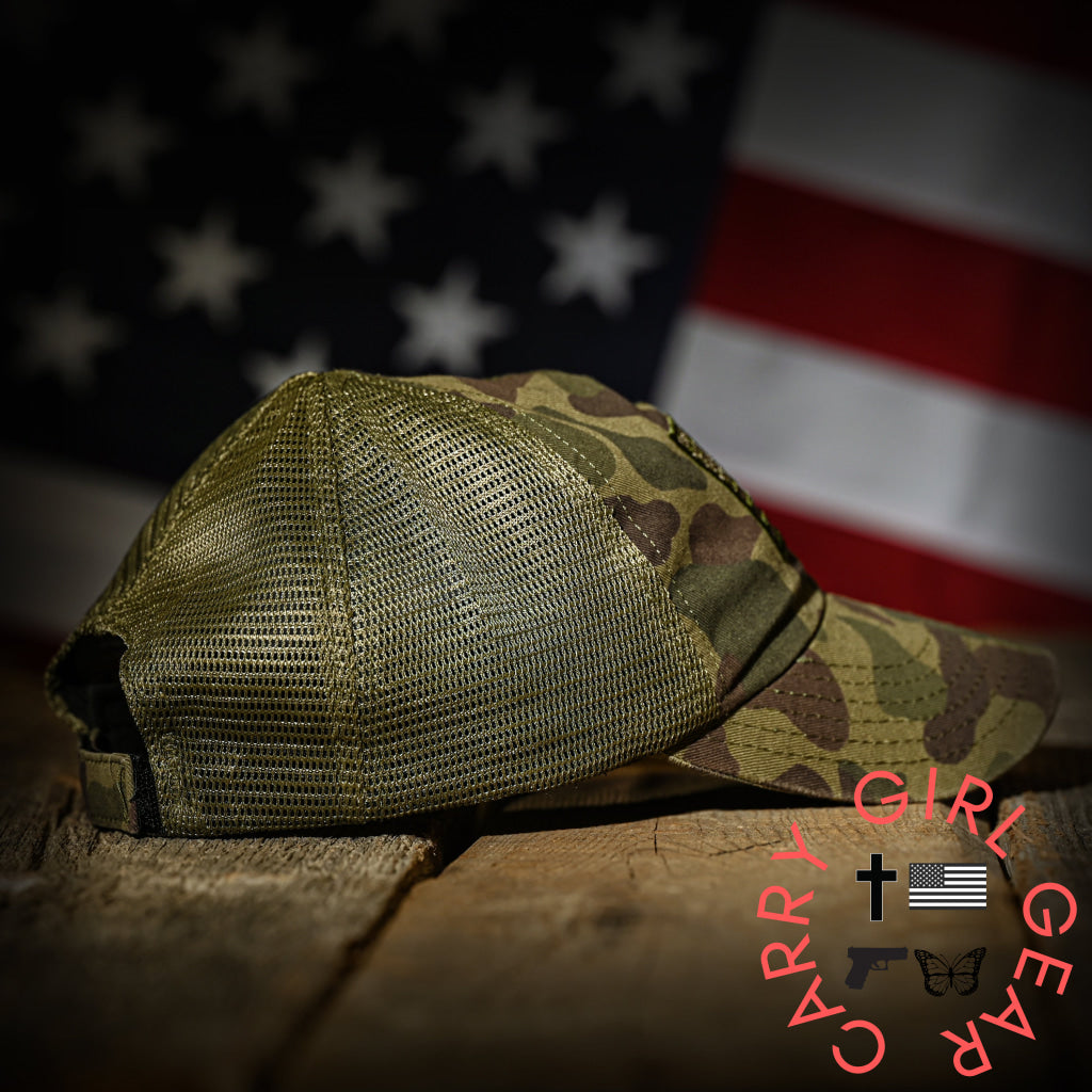 Vintage Frog Skin Camo American Flag Range Hat Hats