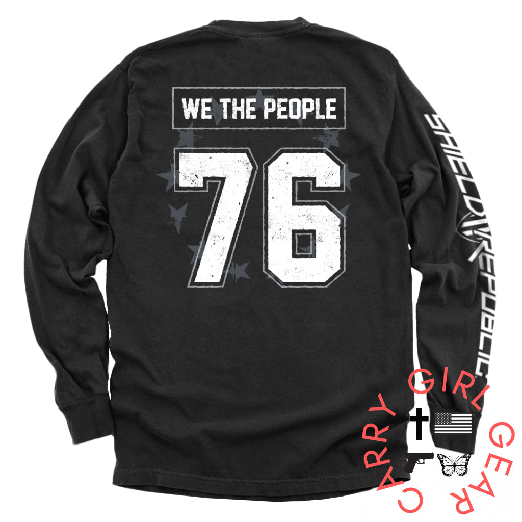 We The People 76 Jersey Black / S Comfort Colors Long Sleeve Nc - Apparel
