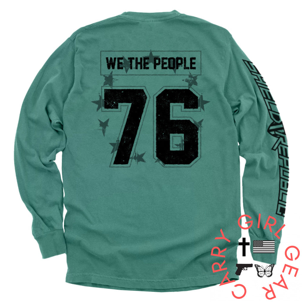 We The People 76 Jersey Light Green / S Comfort Colors Long Sleeve Nc - Apparel