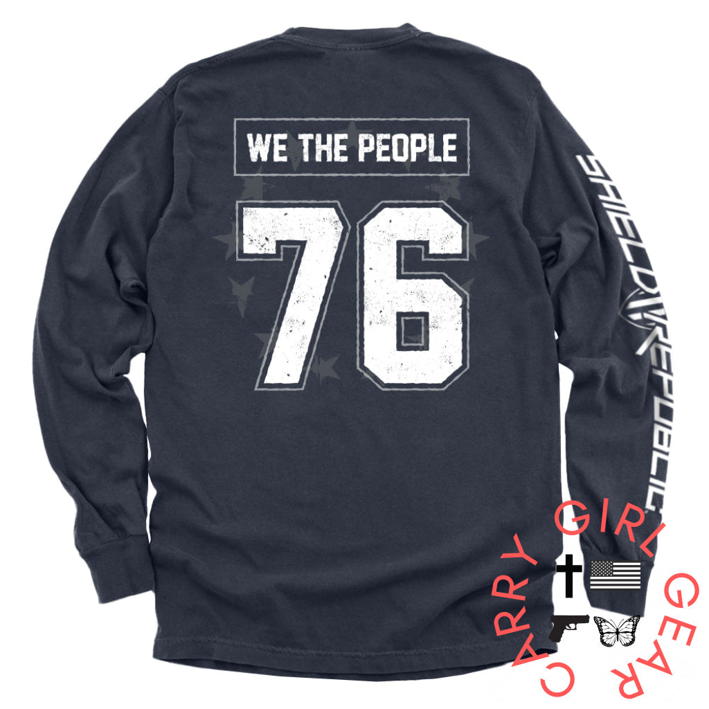 We The People 76 Jersey True Navy / S Comfort Colors Long Sleeve Nc - Apparel