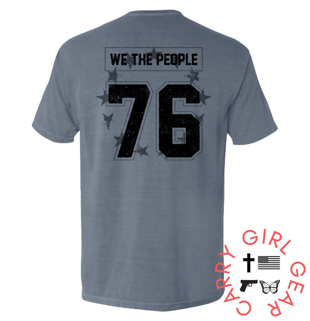 We The People 76 Jersey Grey / S Comfort Colors Pocket Tee Nc - Apparel