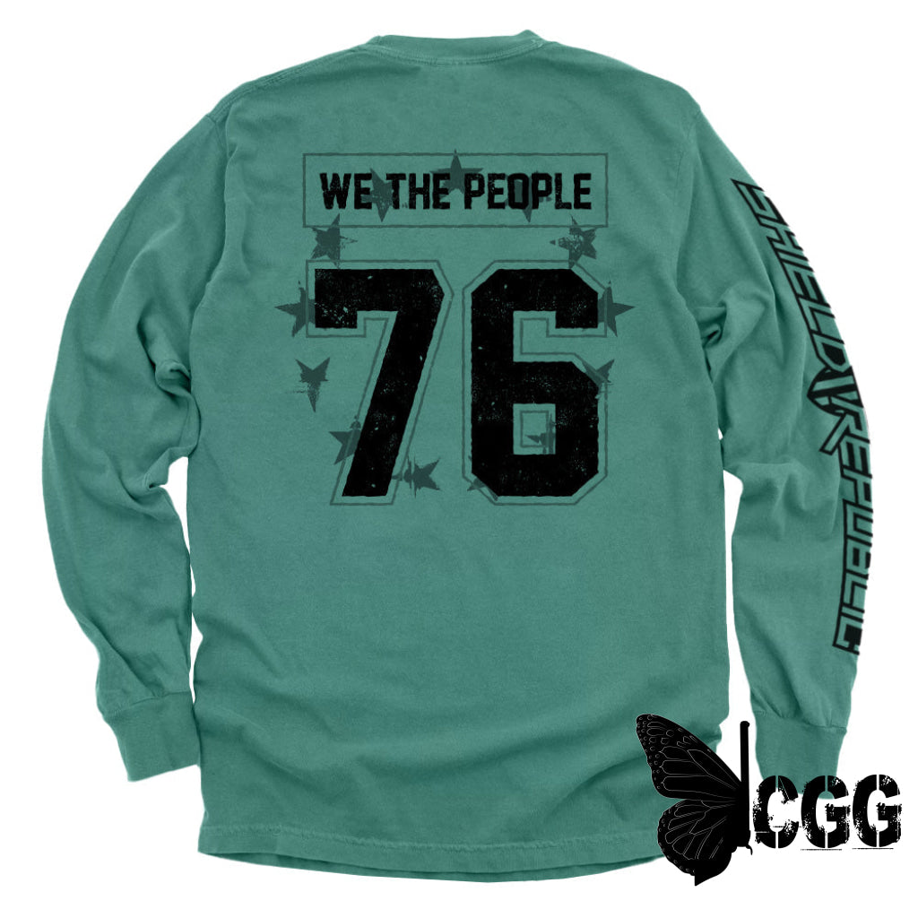 We The People 76 Jersey Light Green / S Comfort Colors Long Sleeve Nc - Apparel