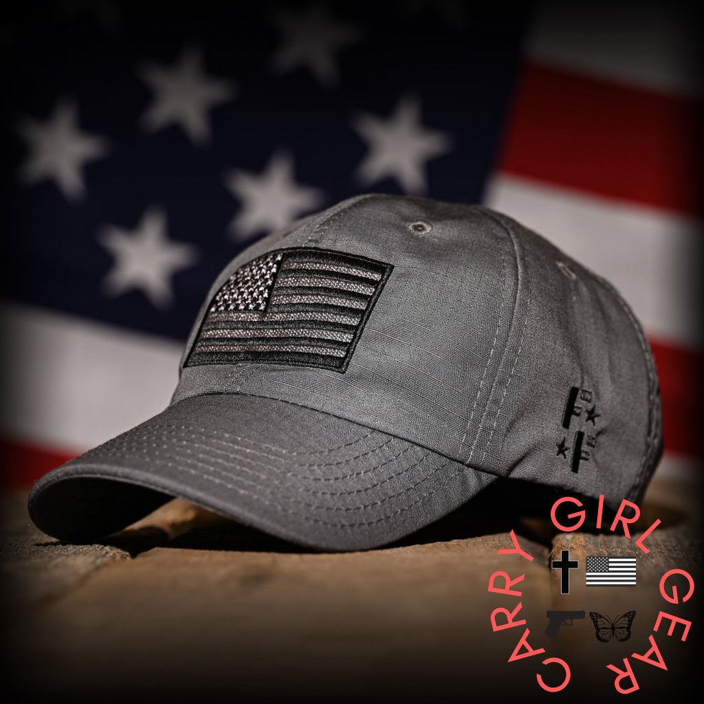 Wolf Grey Full Fabric American Flag Range Hat Hats