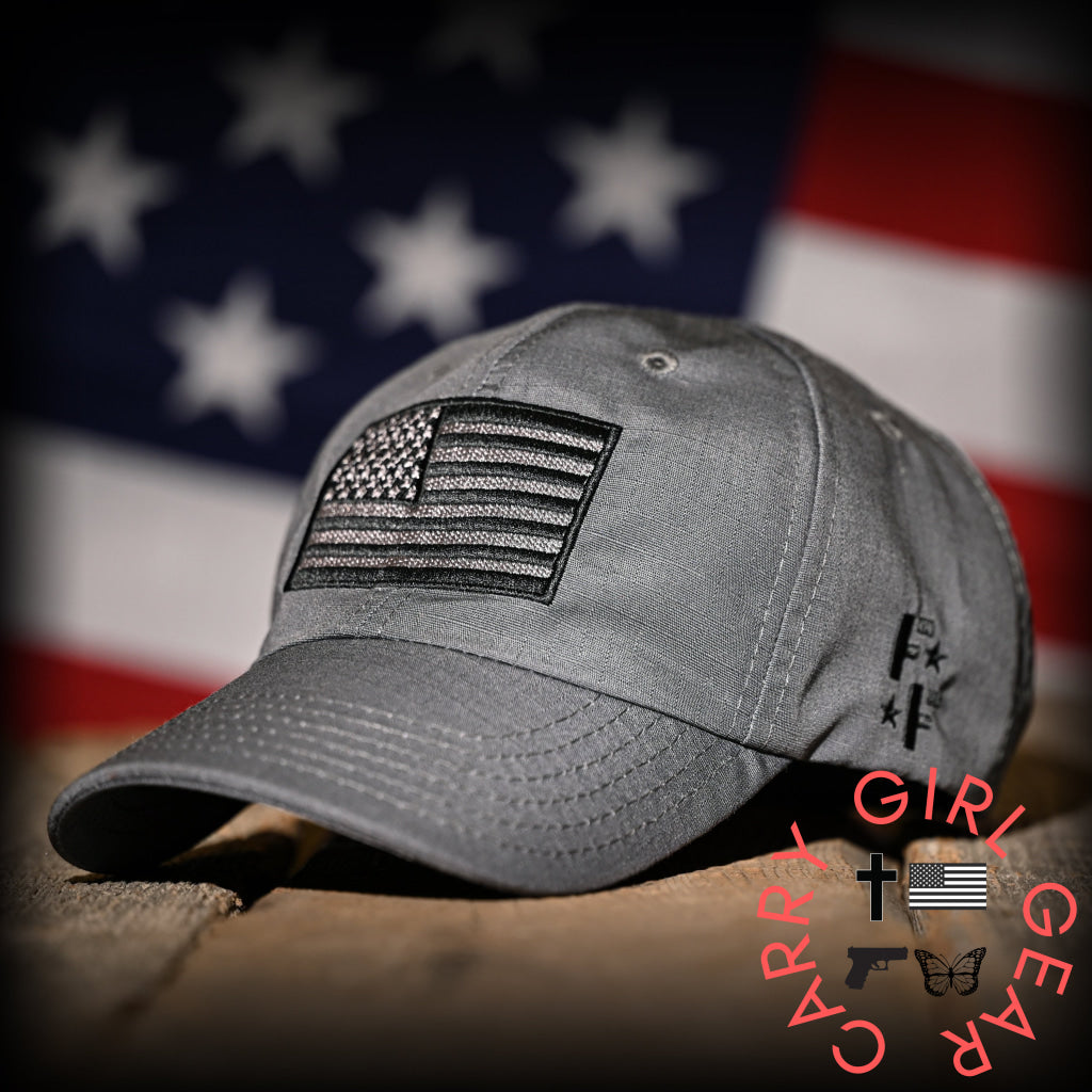 Wolf Grey Full Fabric American Flag Range Hat Hats