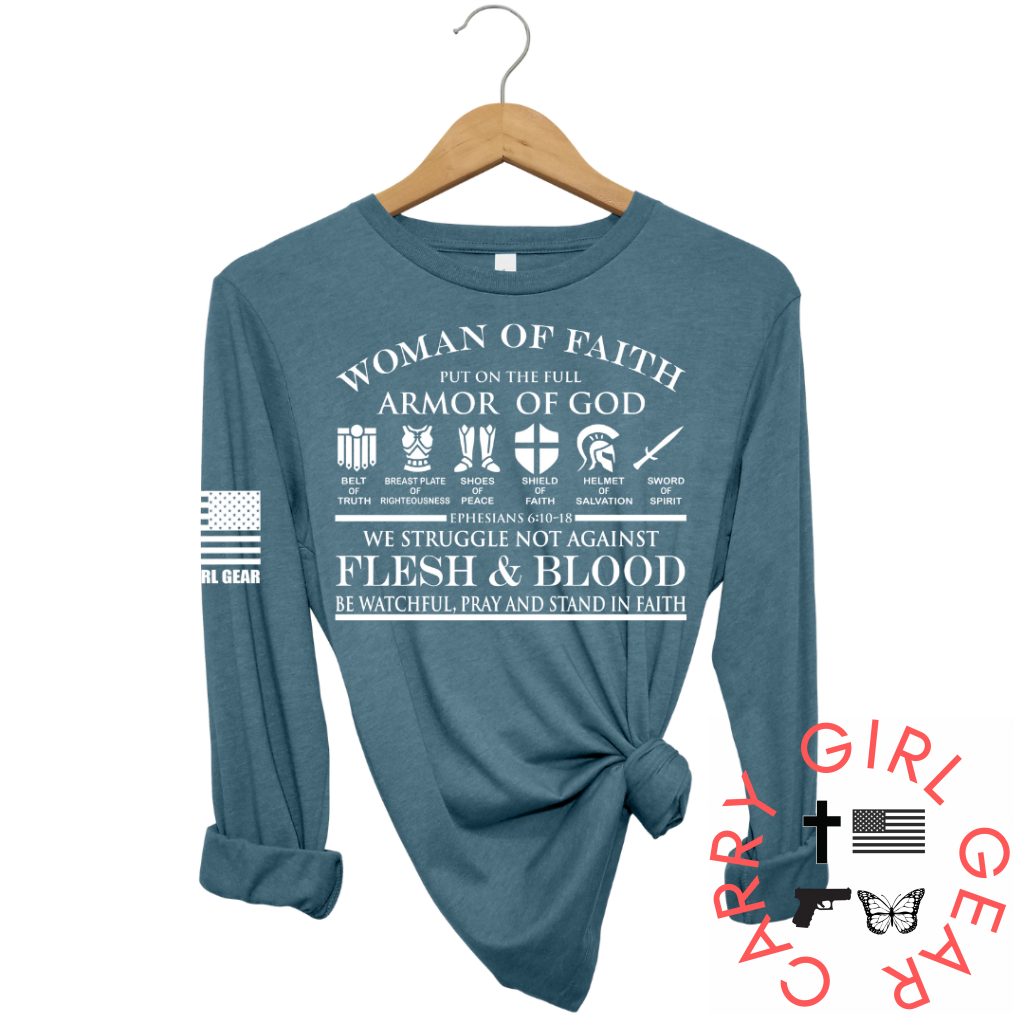 Woman Of Faith Long Sleeve Deep Teal / Xs