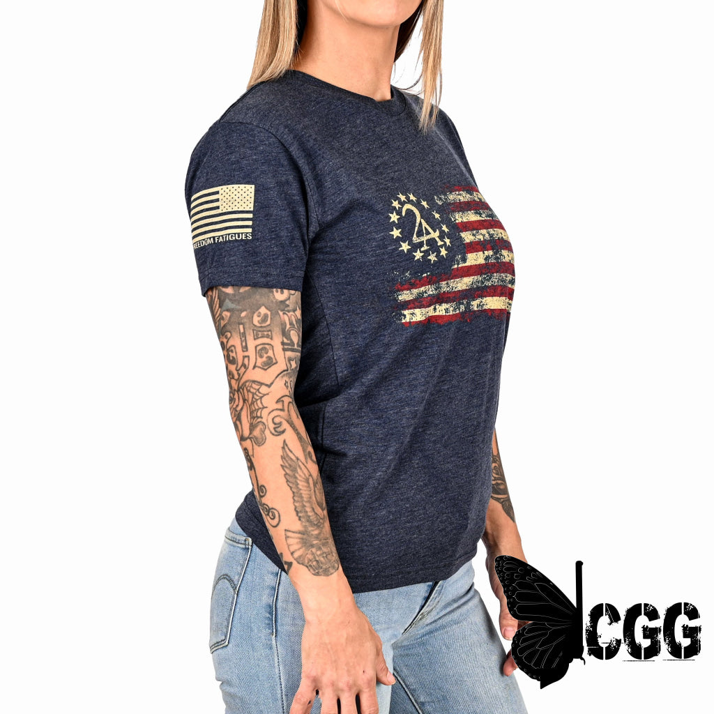 Women’s 2A Betsy Ross Flag Patriotic Boyfriend Fit T-Shirt Xs