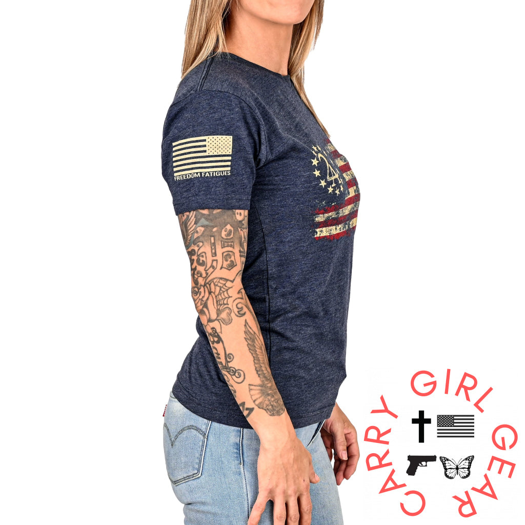 Women’s 2A Betsy Ross Flag Patriotic Boyfriend Fit T-Shirt