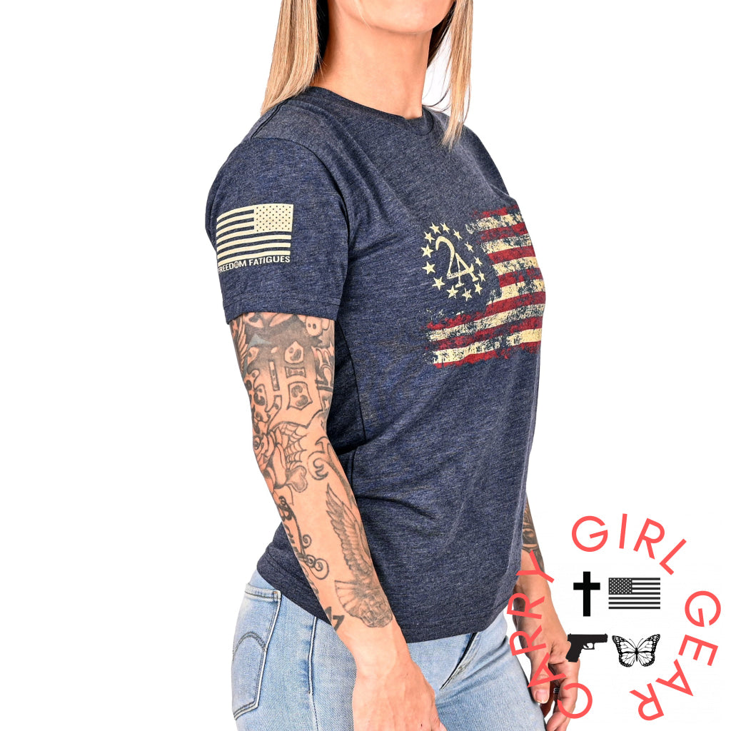 Women’s 2A Betsy Ross Flag Patriotic Boyfriend Fit T-Shirt