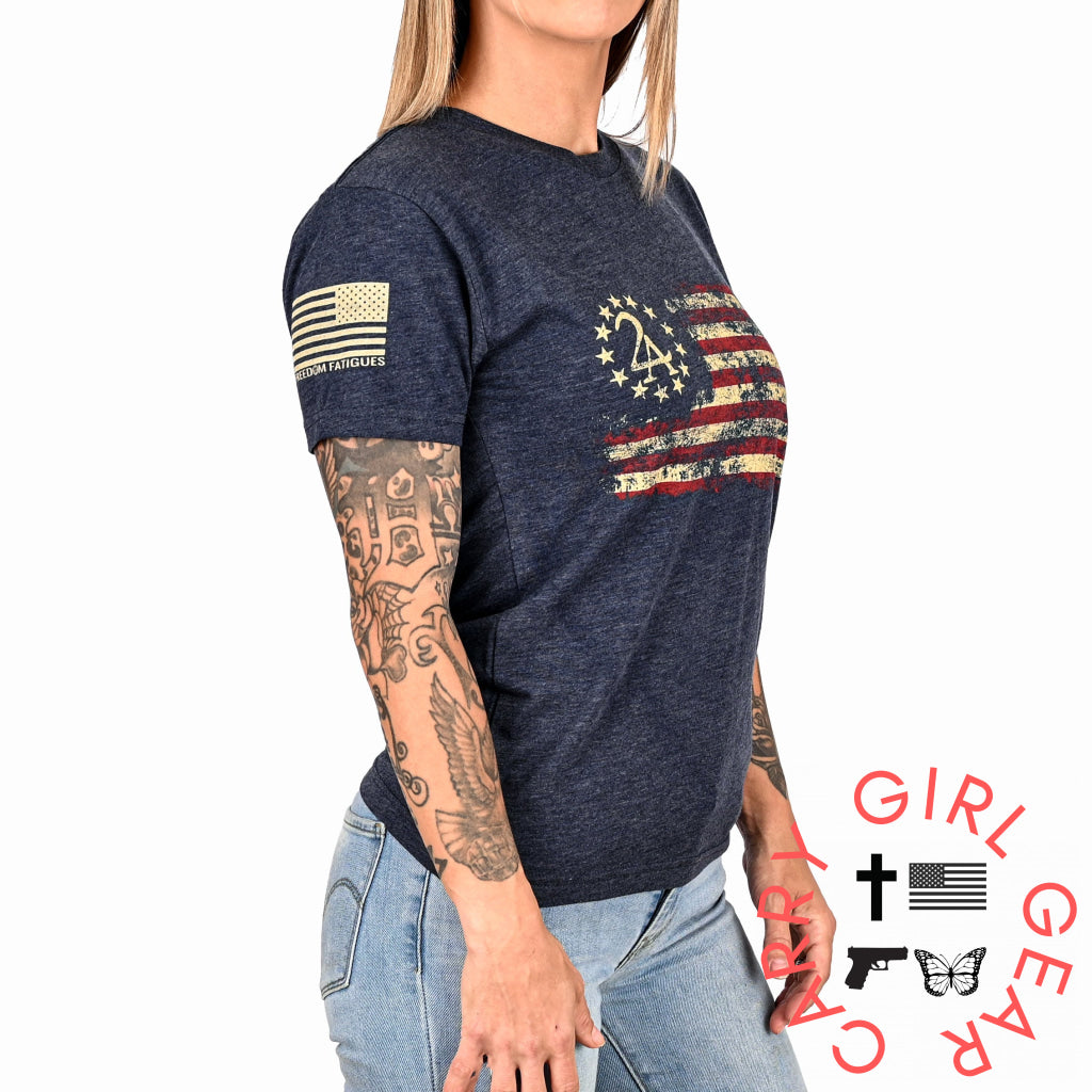 Women’s 2A Betsy Ross Flag Patriotic Boyfriend Fit T-Shirt