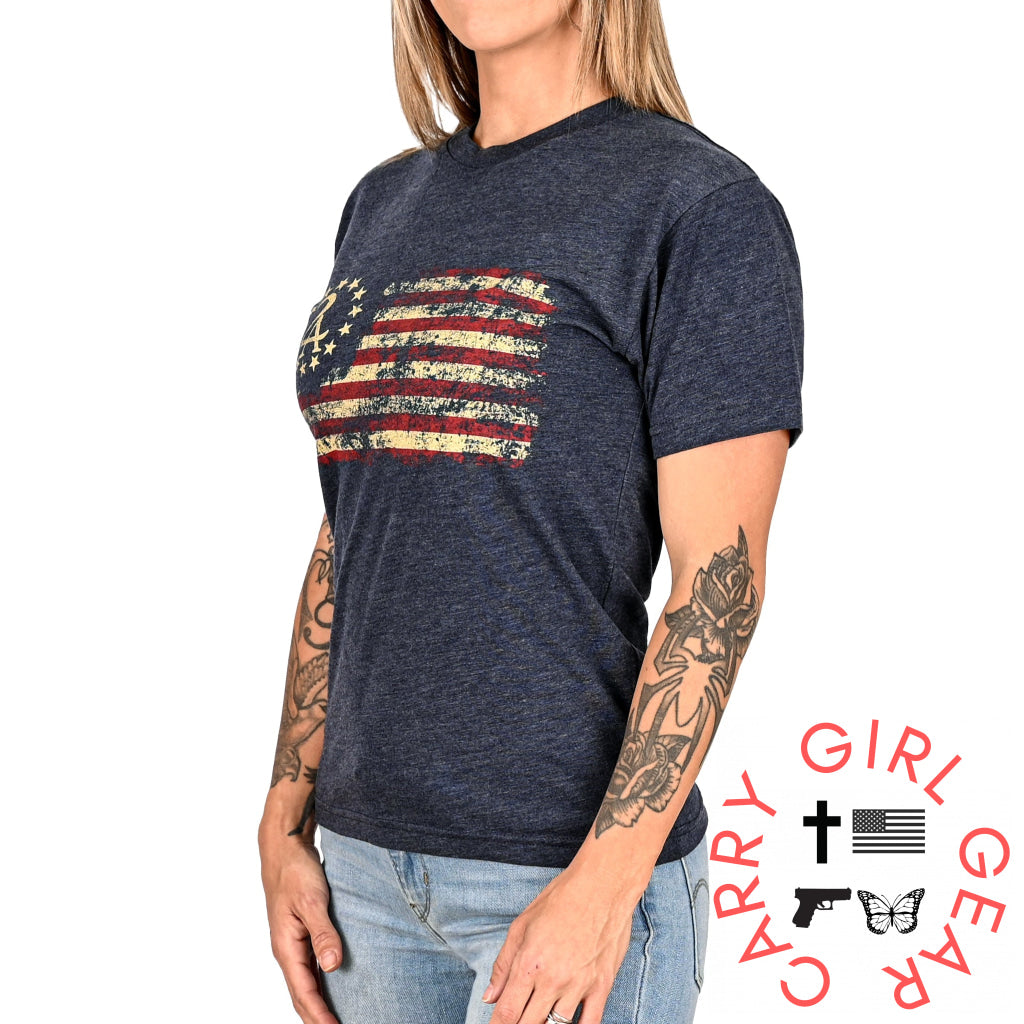 Women’s 2A Betsy Ross Flag Patriotic Boyfriend Fit T-Shirt