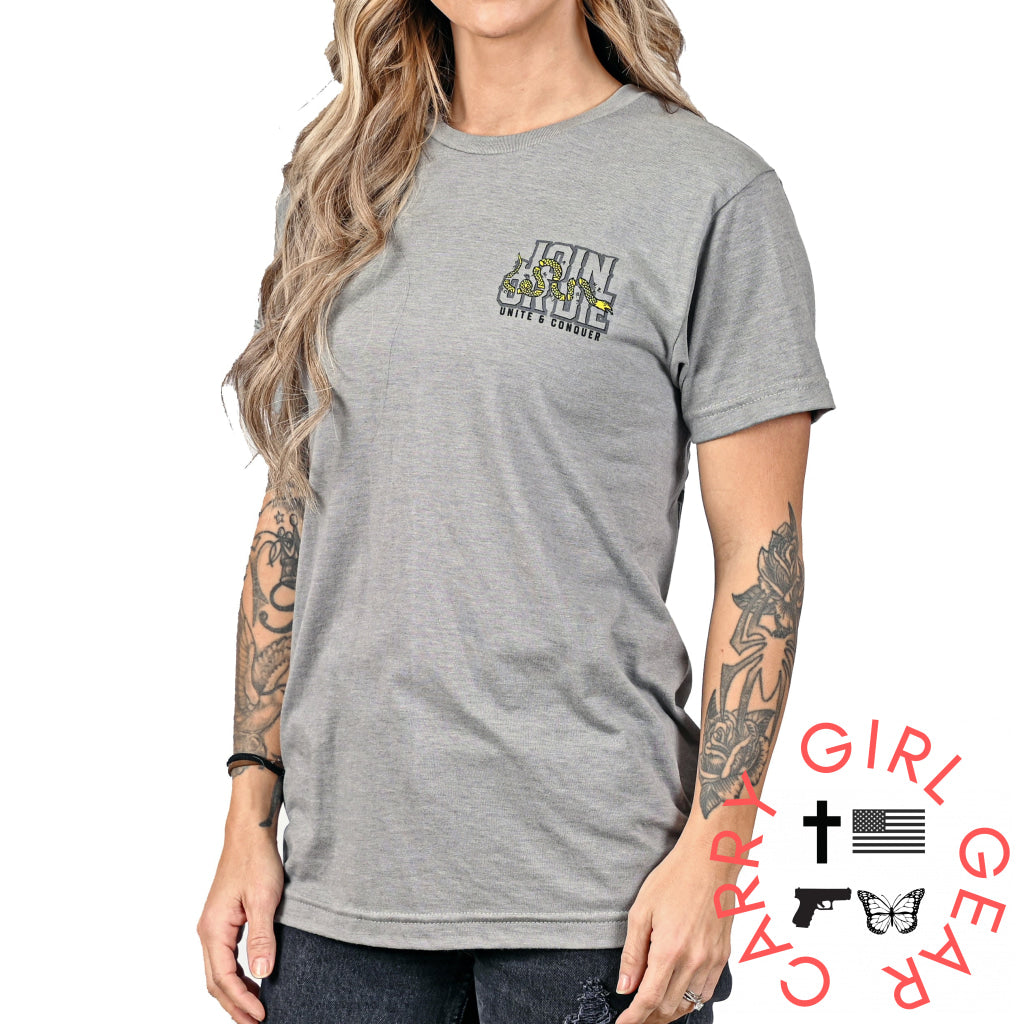 Women’s Boyfriend Fit Join Or Die Patriotic Tshirt T-Shirt