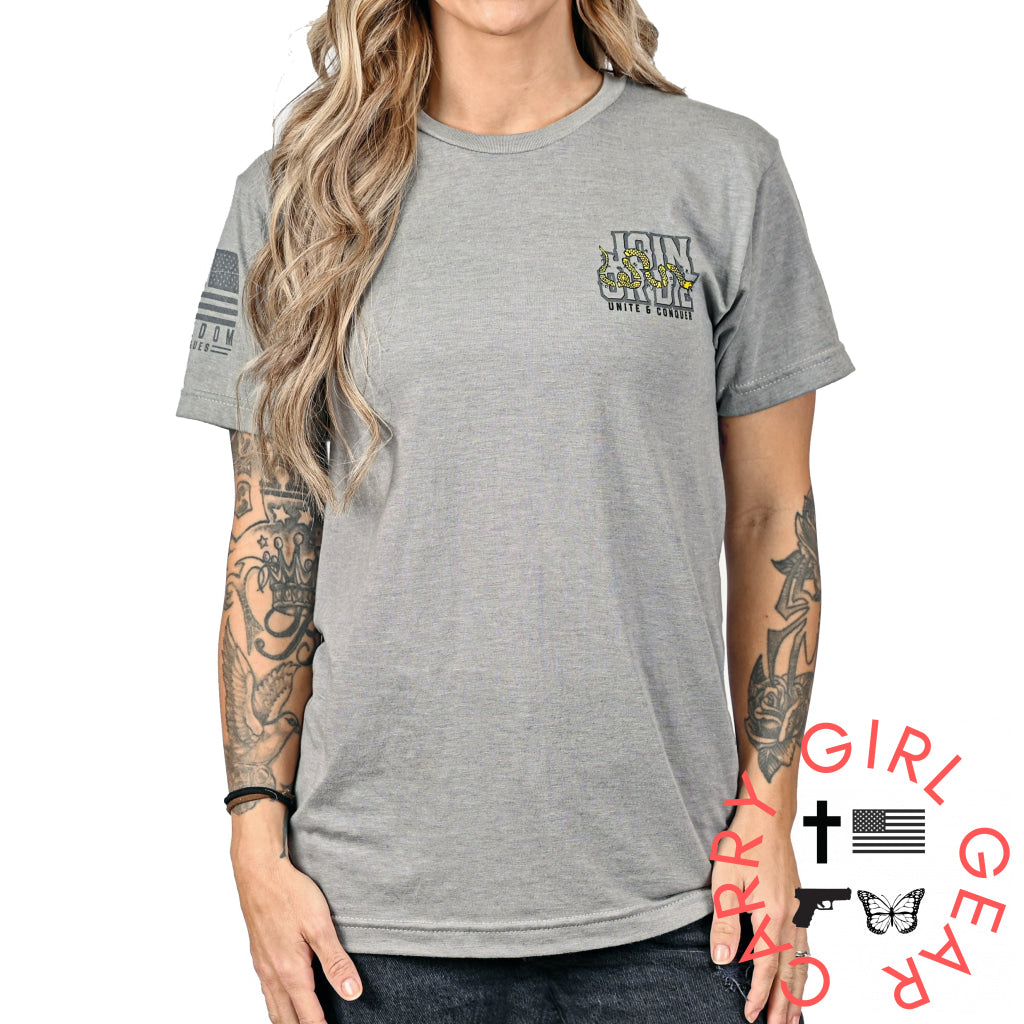 Women’s Boyfriend Fit Join Or Die Patriotic Tshirt T-Shirt