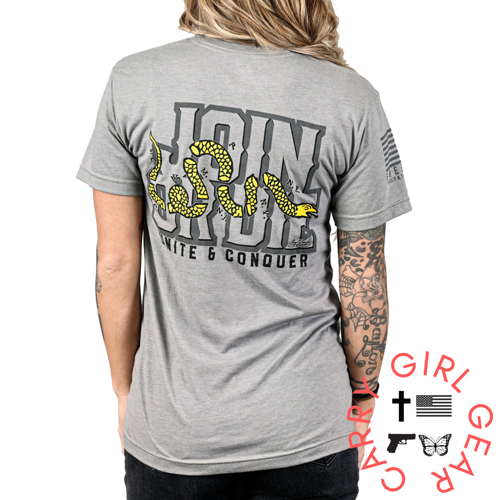 Women’s Boyfriend Fit Join Or Die Patriotic Tshirt T-Shirt