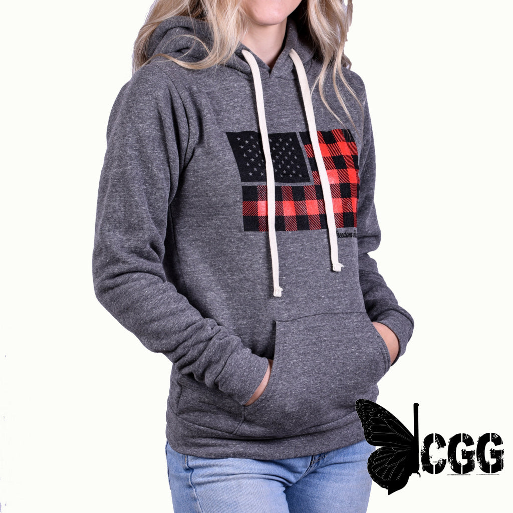 Women’s Buffalo Plaid American Flag Hoodie Sweatshirt