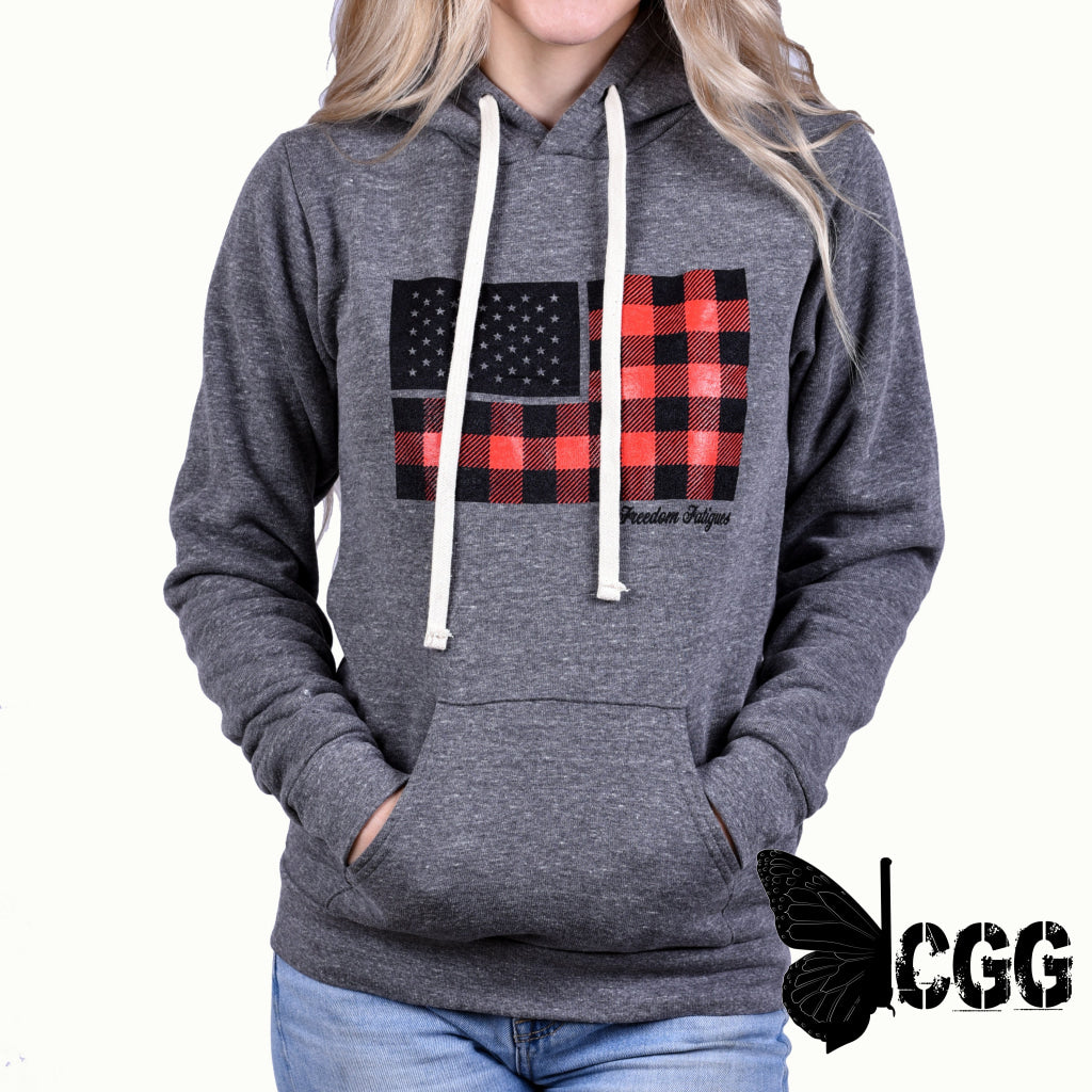 Women’s Buffalo Plaid American Flag Hoodie Xs Sweatshirt