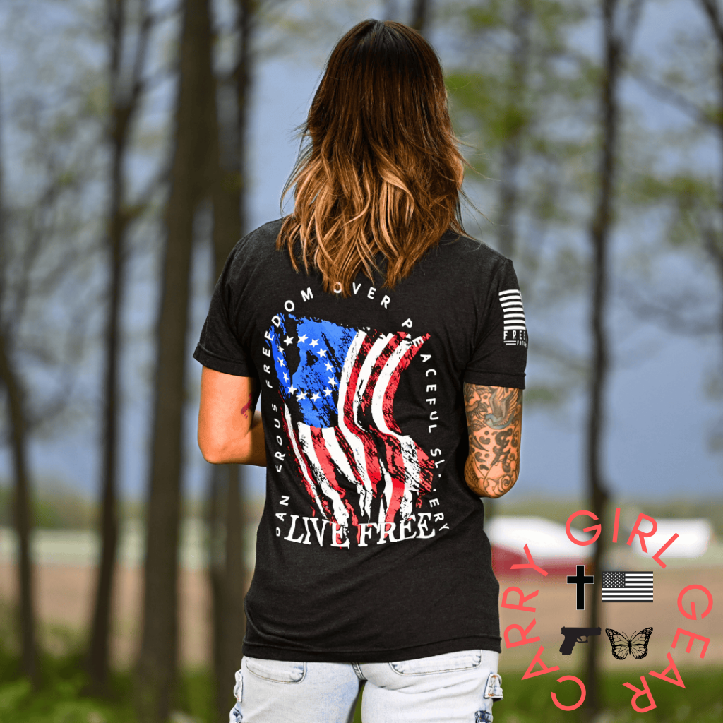 Women’s Dangerous Freedom Over Peaceful Slavery Patriotic Boyfriend Fit T-Shirt