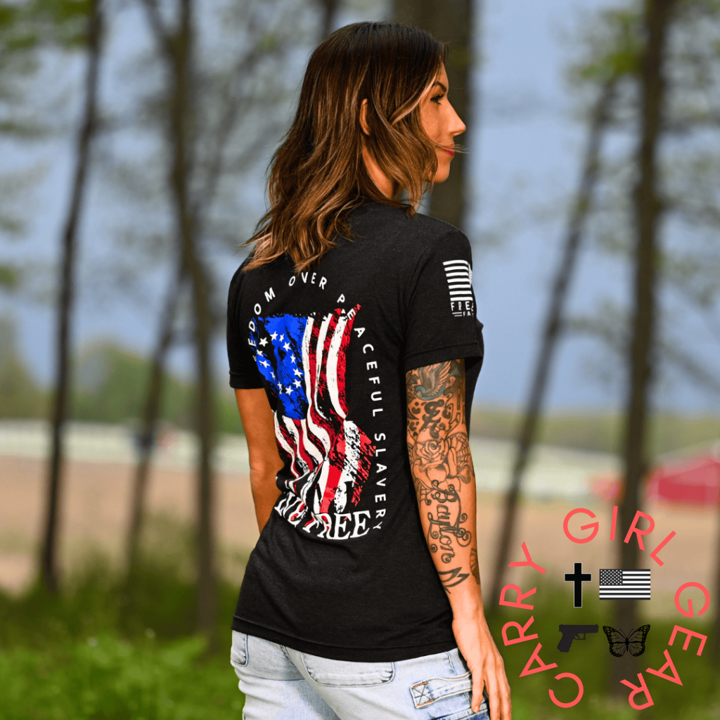 Women’s Dangerous Freedom Over Peaceful Slavery Patriotic Boyfriend Fit T-Shirt