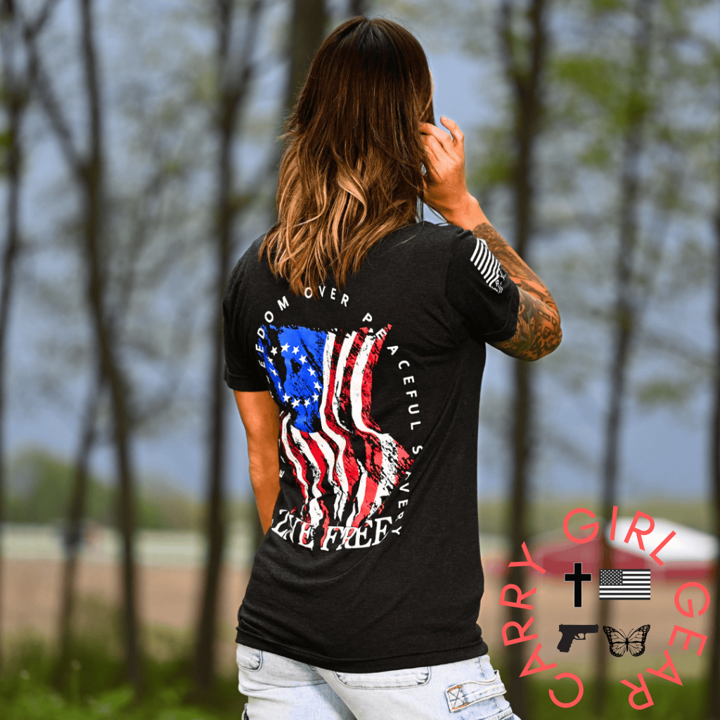 Women’s Dangerous Freedom Over Peaceful Slavery Patriotic Boyfriend Fit T-Shirt