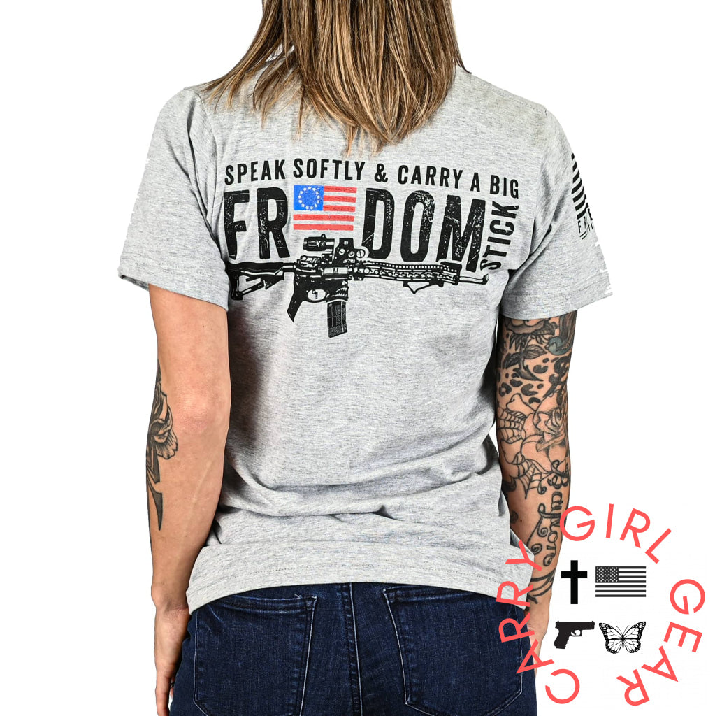 Women’s Freedom Stick Patriotic 2A Boyfriend Fit T-Shirt