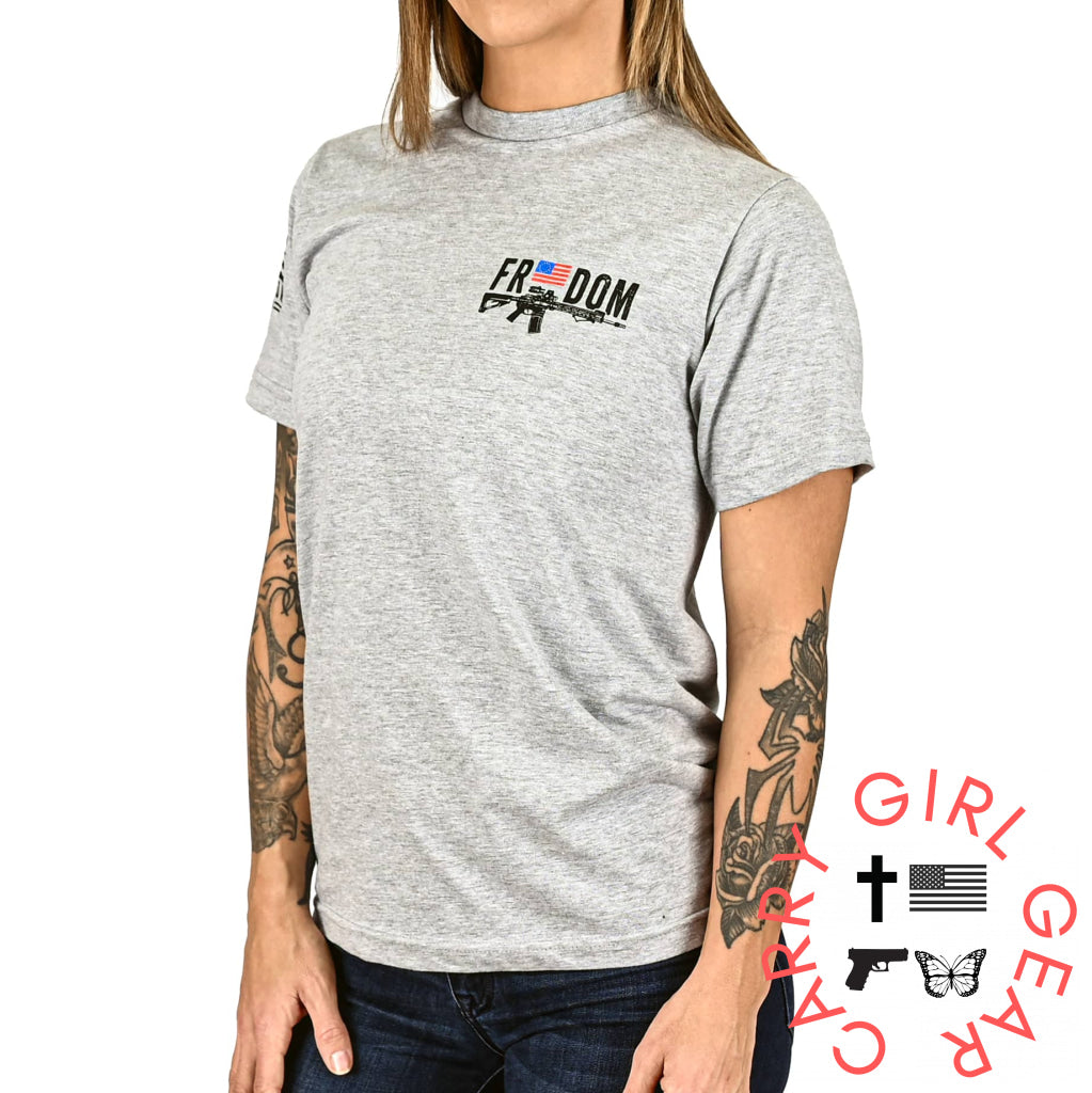 Women’s Freedom Stick Patriotic 2A Boyfriend Fit T-Shirt