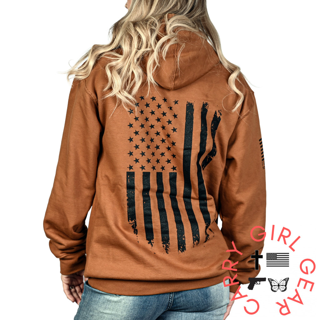 Women’s Heavyweight Oversized American Flag Patriotic Hoodie Sweatshirt
