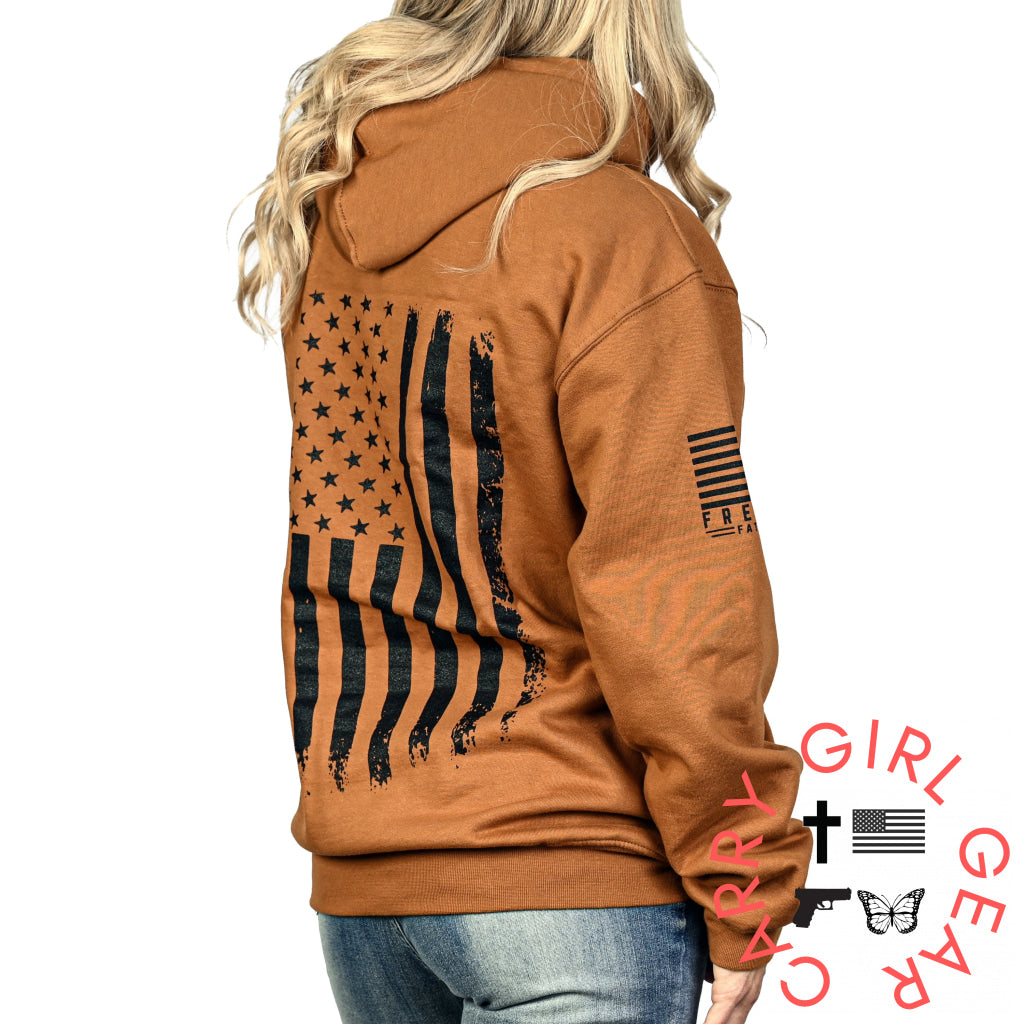 Women’s Heavyweight Oversized American Flag Patriotic Hoodie Sweatshirt