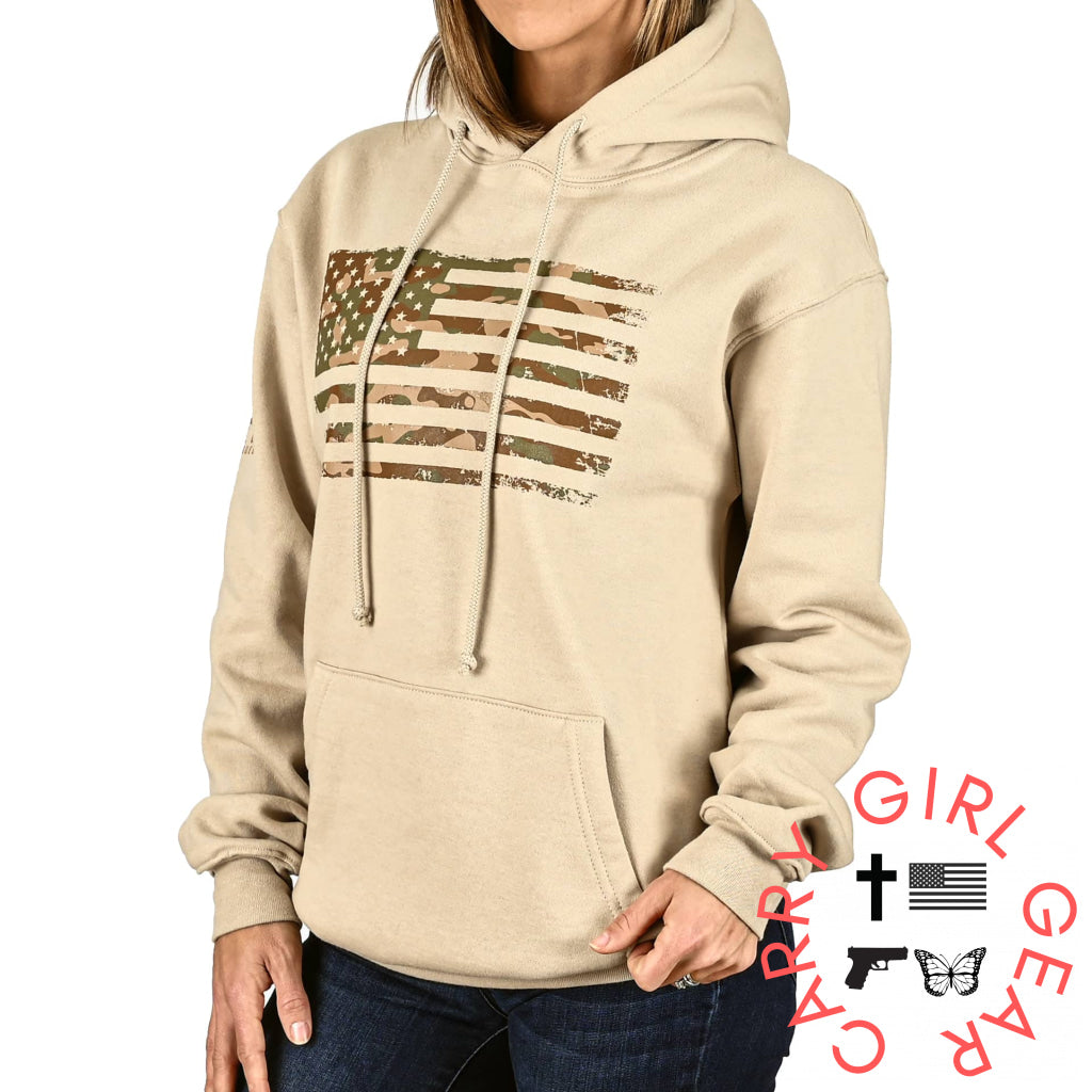 Women’s Heavyweight Oversized Arid Camo Flag Hoodie Sweatshirt