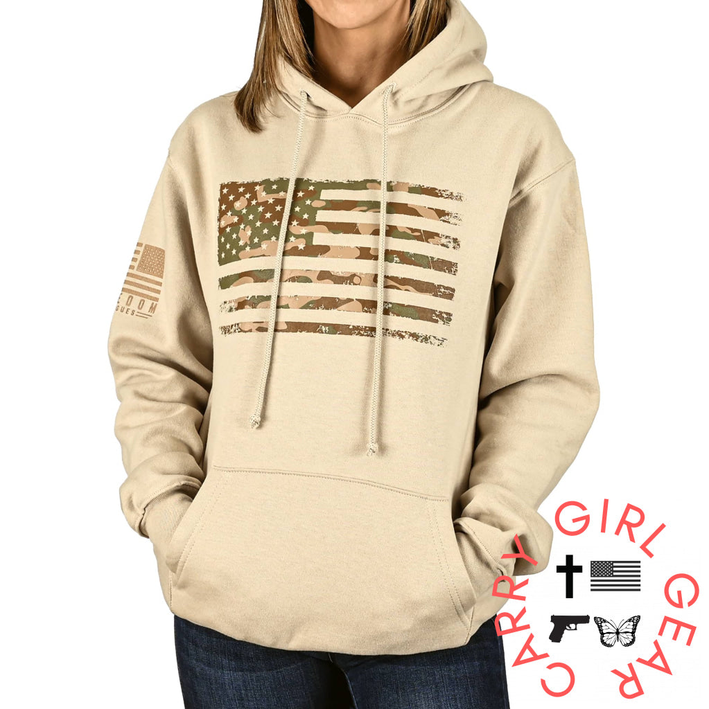 Women’s Heavyweight Oversized Arid Camo Flag Hoodie Sweatshirt