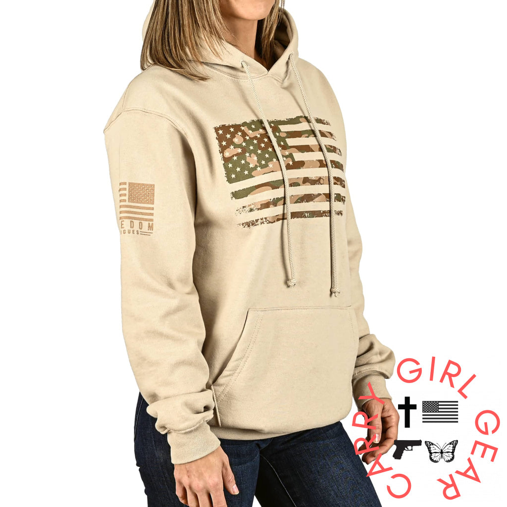 Women’s Heavyweight Oversized Arid Camo Flag Hoodie Sweatshirt