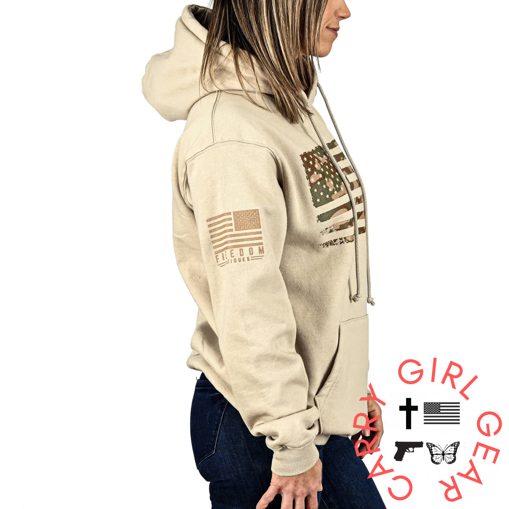 Women’s Heavyweight Oversized Arid Camo Flag Hoodie Sweatshirt