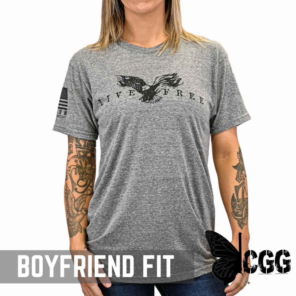 Women’s Live Free Boyfriend Fit Patriotic T-Shirt - Heather Gray Xs