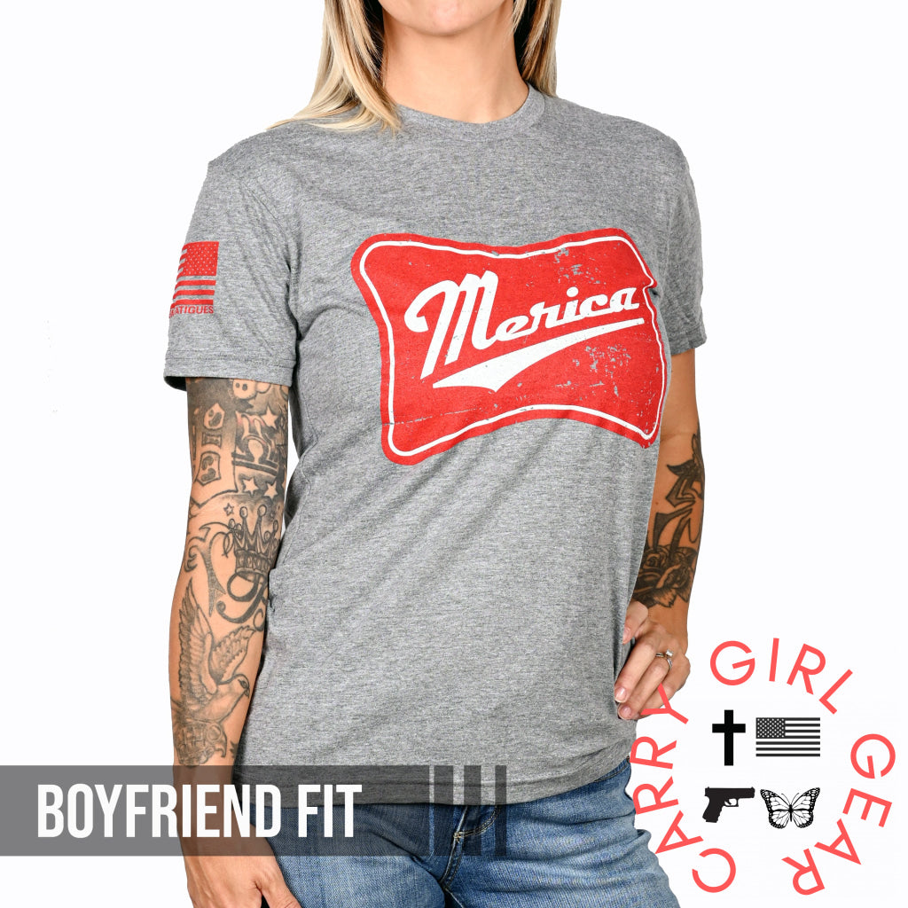 Women’s ’Merica Patriotic Boyfriend Fit T-Shirt
