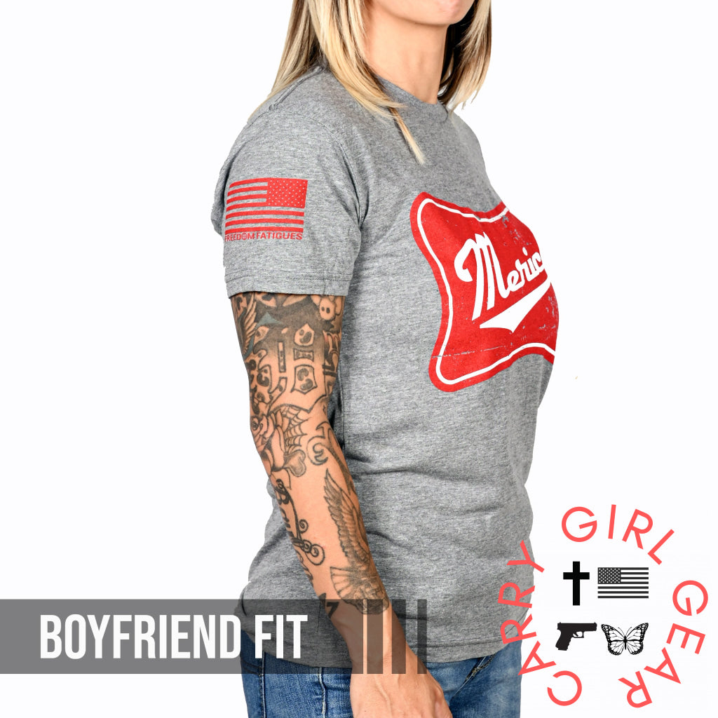 Women’s ’Merica Patriotic Boyfriend Fit T-Shirt