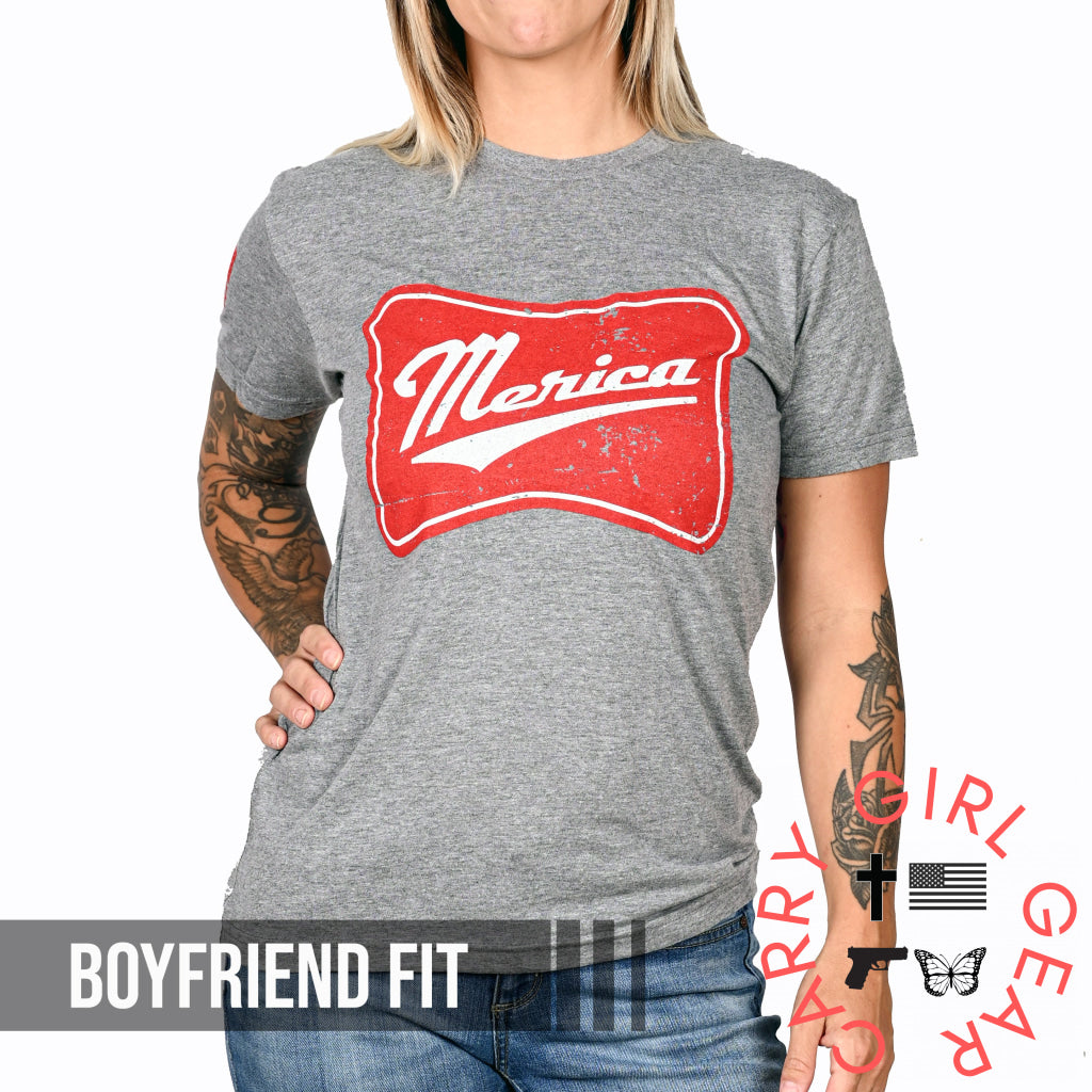 Women’s ’Merica Patriotic Boyfriend Fit T-Shirt