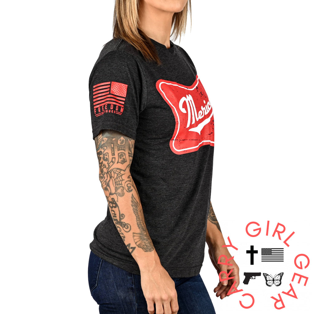 Women’s ’Merica Patriotic Boyfriend Fit T-Shirt - Heather Charcoal