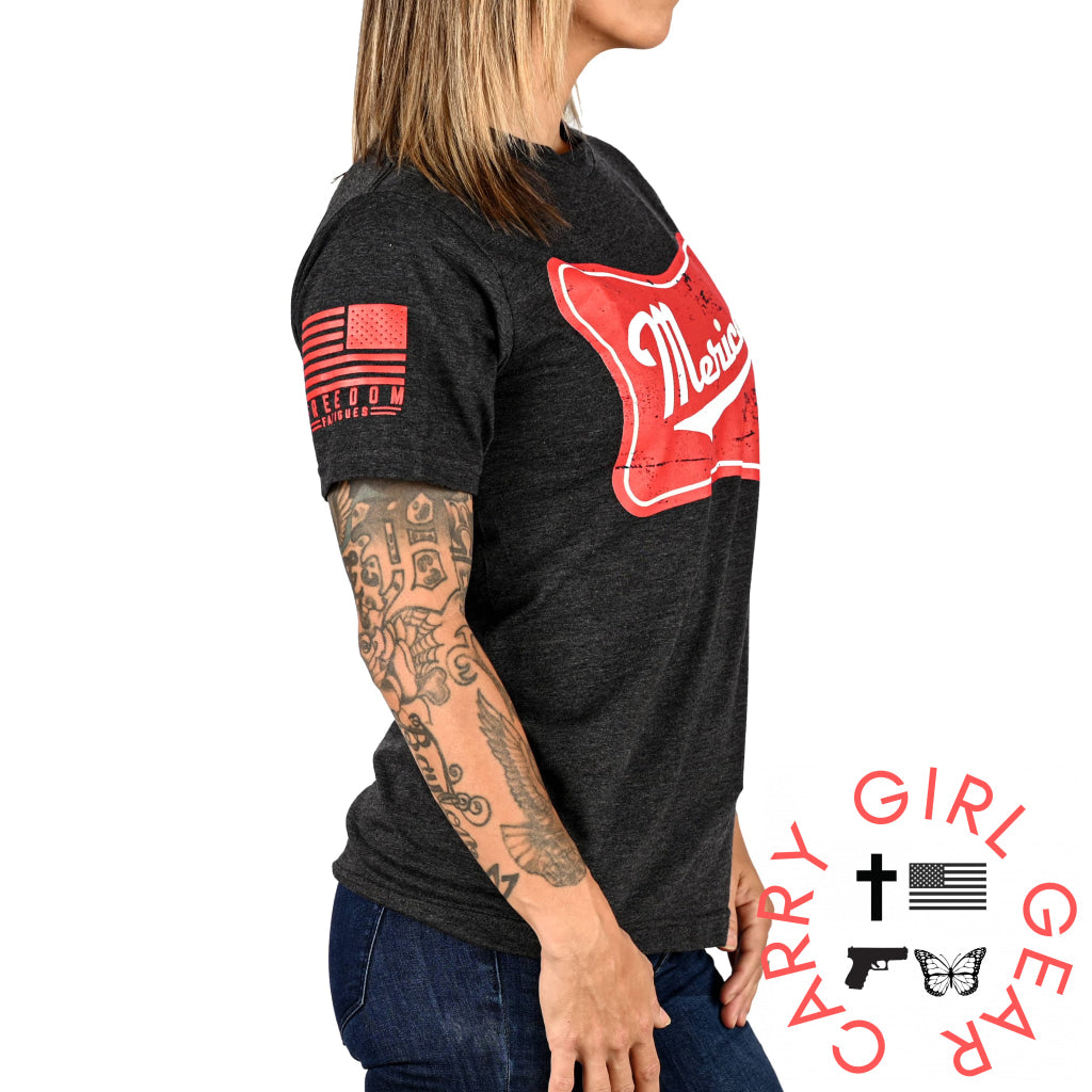 Women’s ’Merica Patriotic Boyfriend Fit T-Shirt - Heather Charcoal