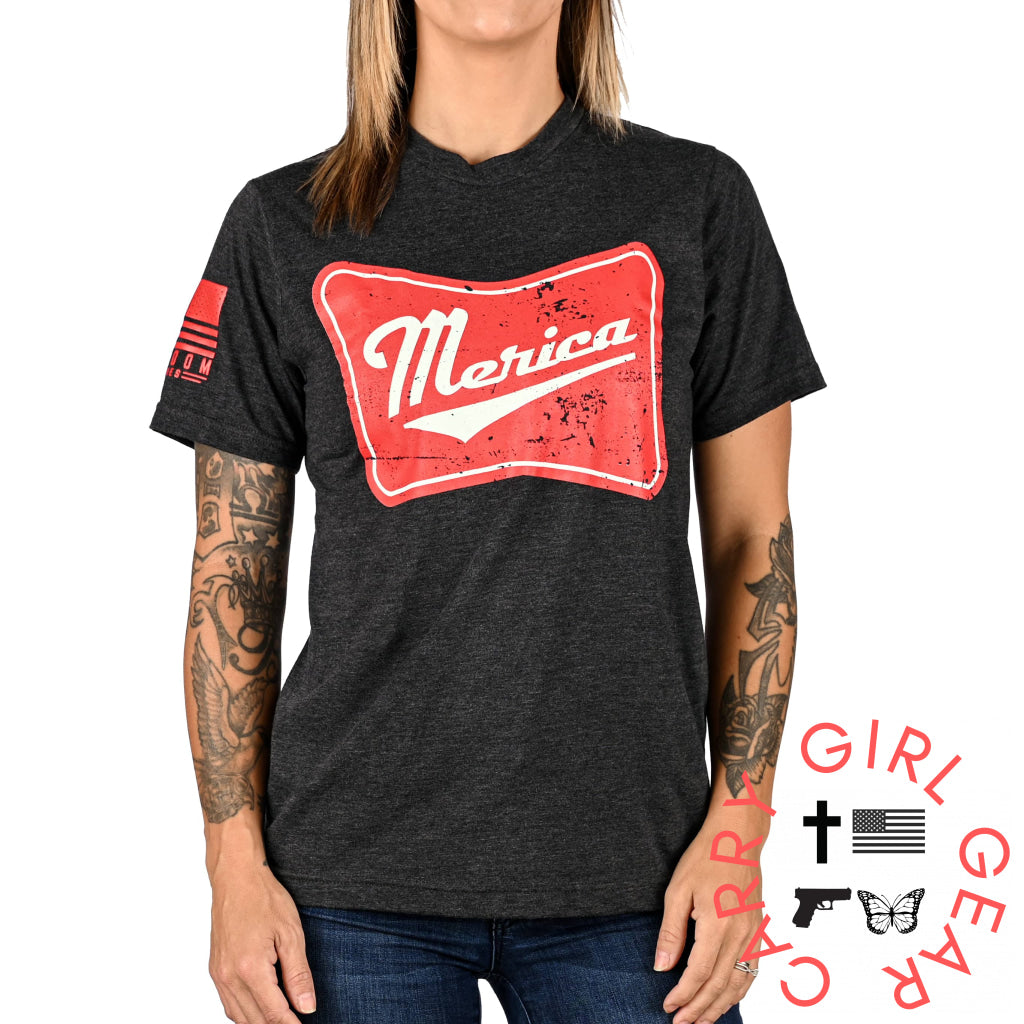 Women’s ’Merica Patriotic Boyfriend Fit T-Shirt - Heather Charcoal